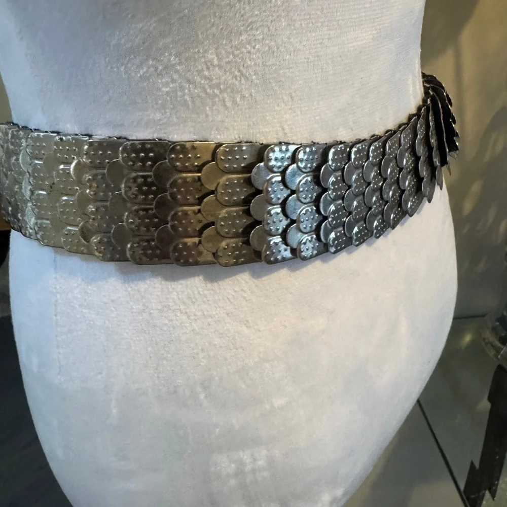 Vintage Metal snake stretch crystal Elegant Silver and Crystal Women's Belt L/XL